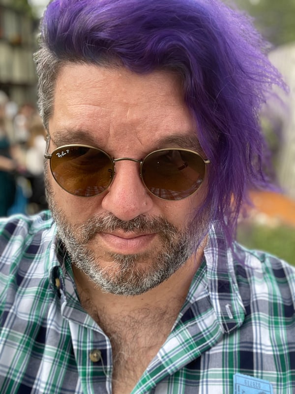 Matty Stratton, Purple hair headshot