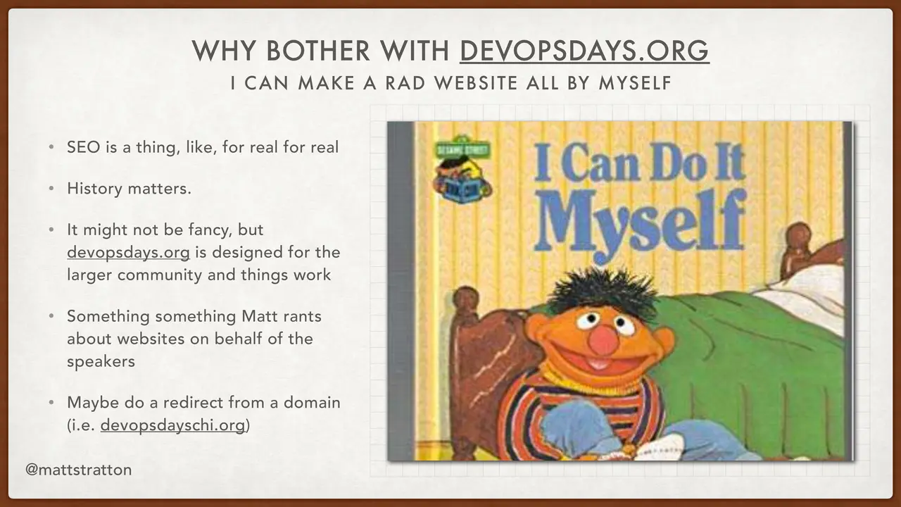 A (Quick) Deep Dive Into The DevOpsDays Website, slide 10 of 12