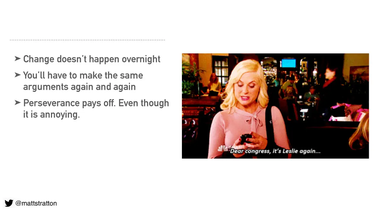 Kubernetes, You Rainbow-Infused Space Unicorn: What Leslie Knope Can Teach Us About DevOps, slide 19 of 20