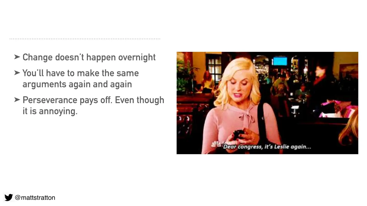 Kubernetes, You Rainbow-Infused Space Unicorn: What Leslie Knope Can Teach Us About DevOps, slide 19 of 20